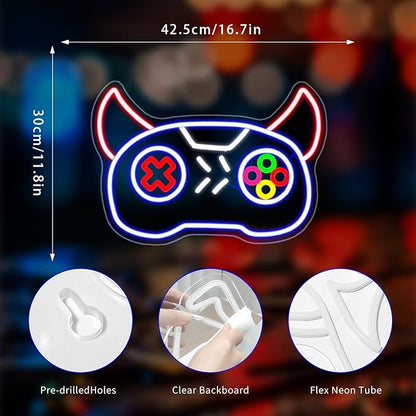 Game Neon Sign, Neon Signs for Wall Decor LED Gaming Room Light Up Signs Home Decor for Bedroom Club Party Bar Shop USB Operated