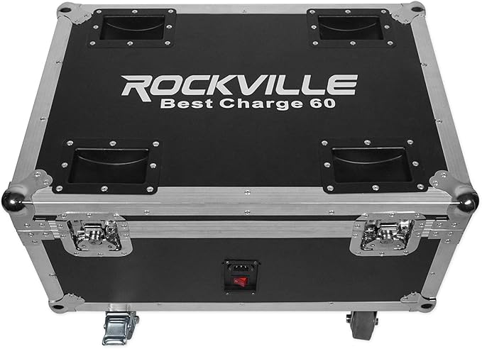 Rockville Best Pack 60 White (6) Battery Wash Lights 54W RGBWA+UV LEDs, Wireless DMX, Rechargeable, Charging Case, IRC Remote, for DJs and Event Lighting