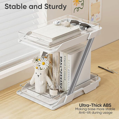 2 Pack Bathroom Organizers and Storage - Multi-Purpose,2-Tier Clear Pull Out Organization for Bathroom,Under Sink,Kitchen,Vanity,Countertop,Cabinet,Pantry & Medicine Cabinet,White