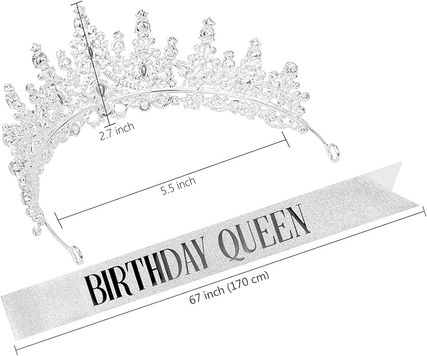 Crystal Tiara Crown for Women, Rhinestone Queen Headband Wedding Bridal Hair Accessories, Princess Crown for Birthday Prom Quinceañera Party Pageant Halloween Cosplay
