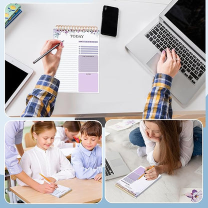 2 Packs To Do List Notepad, Totally 208 Pages To Do List Notebook A5 Undated Daily Planner Notepad with Transparent Cover and Task Checklist Home Office School Supplies, Purple & Blue