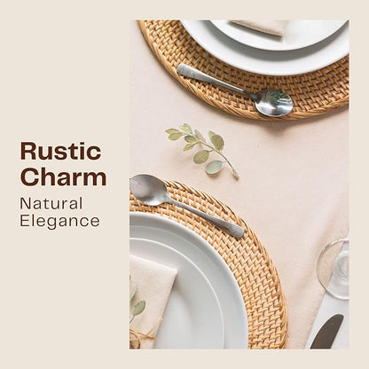 2-Pack Rattan Placemats - 13-inch Round Placemats (Natural Rattan Color) - Woven Place Mats, Round Table Mats - Wicker Chargers for Dinner Plates, Plate Chargers Boho - Kitchen Table Decor