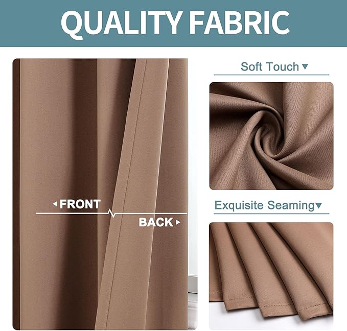 ChrisDowa Blackout Curtains 78 inches Long for Bedroom - Grommet Thermal Insulated Room Darkening Curtains for Living Room (1 Panel, Cappuccino, 42 x 78 Inch)