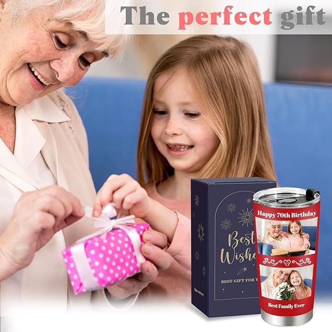 Personalized Tumbler with Pictures Text, Custom Photo Stainless Steel Coffee Tumbler, Coffee Travel Mug Cup 20 Oz Custom Gifts for Fathers Day Christmas Birthday for Dad Mom Kids