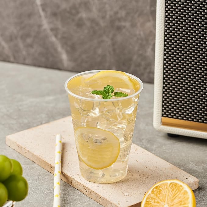 500 Count 9 oz Crystal Clear Disposable Plastic Cups Bulk PP Cups for Parties, Water, Wine, Cold Drinking (Formerly FULING)