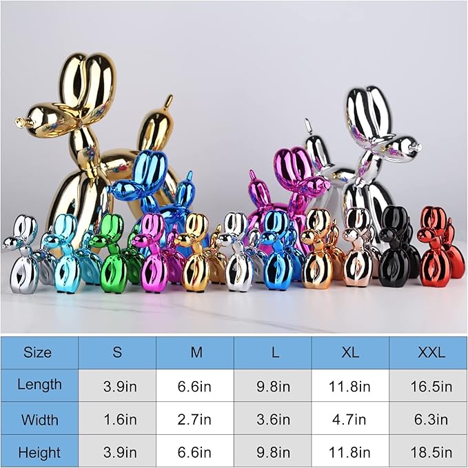 balloon dog sculpture modern home decor Collectible Figurines funky statues for bedroom trendy Animal living room decor Art resin decoration office standing deskdecor (11.8*11.8*4.7inch, pink)