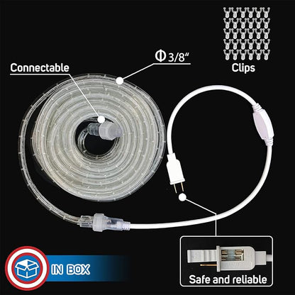 Russell Decor 200ft/60m Led Rope Lights Lamps Kit Indoor Outdoor Decorative Lighting for Party Wedding Trees Backyard Patio Deck Bright Flexible String Tube Lights Waterproof- Cool White