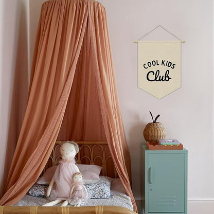 Kids Room Decor, Cool Kids Club Linen Canvas Banner, Neutral Minimalist PlayRoom Wall Hanging Pennant Flag Banner for Nursery Toddler Room Bedroom Decor, 15x11in