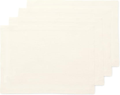 Solino Home Linen Ivory Placemats Set of 4-100% Pure Linen Placemats 14 x 19 Inch for Fall, Autumn, Christmas, Holiday, New Year - Fete