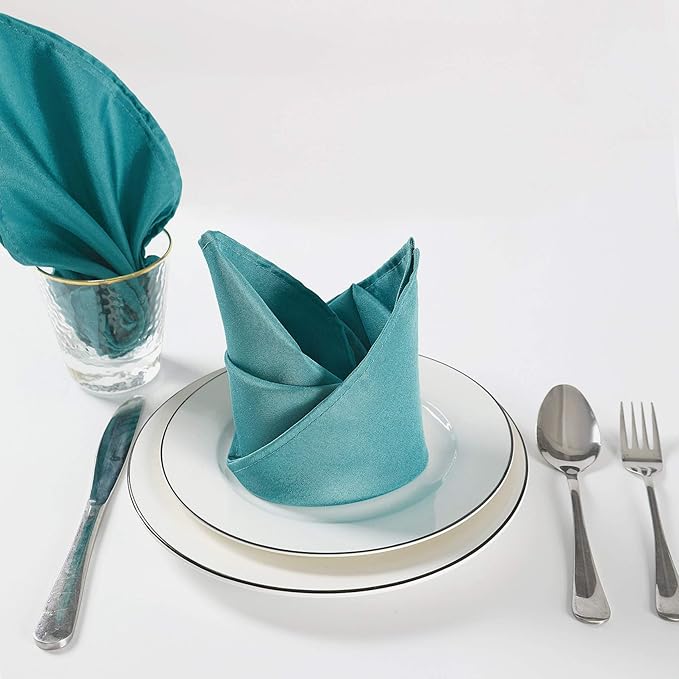 Cloth Napkins 17x17 inch Washable Polyester Dinner Napkins Soft Table Napkins for Wedding Party Dining Banquet(Teal,50PCS)