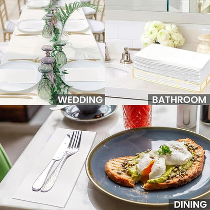 100 Pack Disposable Linen Feel Guest Towels Disposable Bathroom Napkins Cloth-Like Hand Tissue Paper for Bathroom Party Powder Room Hotel Fancy Restaurant