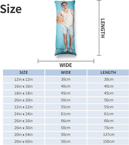 Easycosy Custom Pillow with Picture & Text, Two-Sides Velvet Customized Photo Pillowcase, 20"x60" Personalized Pillowcover with Photo, Custom Love Keepsake Gifts (No Pillow Insert)