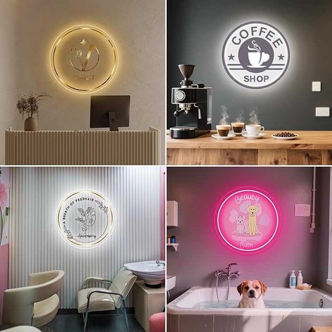 Custom Business Logo Neon Sign,Custom Acrylic Backlit Neon LOGO Signs with Metal,Personalized LED Logo Customize Logo for Beauty Salons, Cafes, Offices, Studio Sign, Boutique, Outdoor