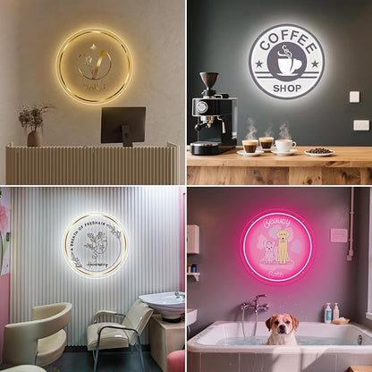 Custom Business Logo Neon Sign,Custom Acrylic Backlit Neon LOGO Signs with Metal,Personalized LED Logo Customize Logo for Beauty Salons, Cafes, Offices, Studio Sign, Boutique, Outdoor