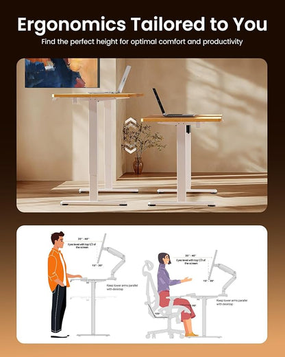 ErGear Height Adjustable Electric Standing Desk, 44 x 24 Inches Sit Stand up Desk, Memory Computer Home Office Desk, Light Vintage Brown