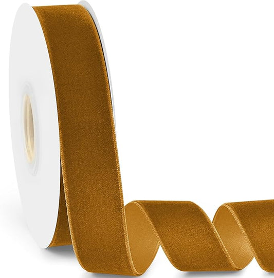 1" Wide Velvet Ribbon, 10 Yards - Brown Velvet Ribbon on Spool for Crafts, Gift Wrapping, DIY, Hair Bows, Wedding Invitations, Parties, Valentine's Day, and Christmas