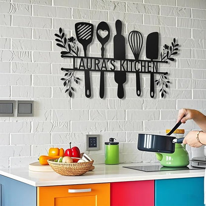 Personalized Kitchen Signs Wall Decor - Custom Metal Name Sign, Custom Rustic Kitchen Decor, Metal Wall Art Gift for Mothers Day, Mom, Mother, Grandma or Chef, Housewarming, Home Decor