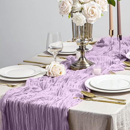Lavender Purple Cheese Cloth Table Runner Boho 13FT Cotton Gauze Cheesecloth Table Runner for Baby Shower Wedding Bridal Shower Decor Summer Table Decor
