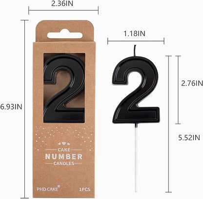 PHD Luxe Black 2.76 Inch 2 Number Birthday Candles, Cake & Party Celebration