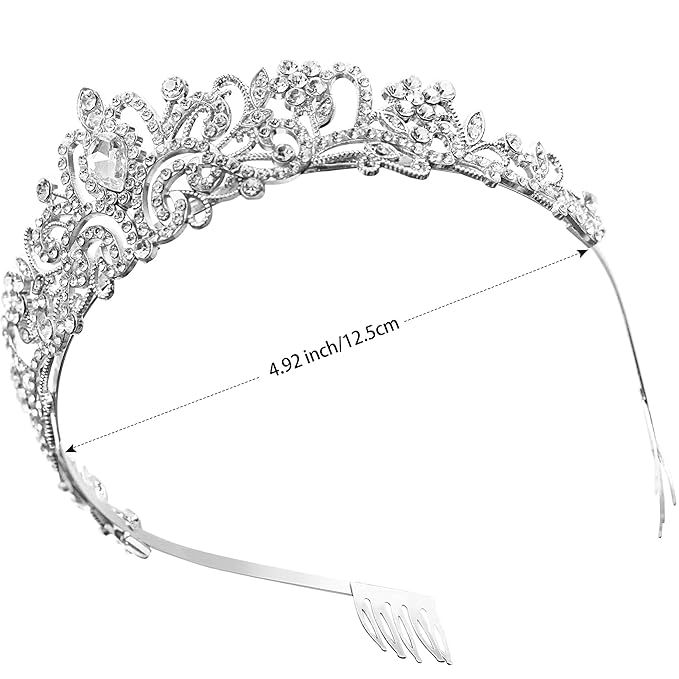 LUXURRI Tiaras for Women Princess Crowns for Woman Crystal Silver Headband for Women Rhinestone Hair Accessories Halloween Tiara for Girls Birthday Tiara Silver Crown for Costume Prom