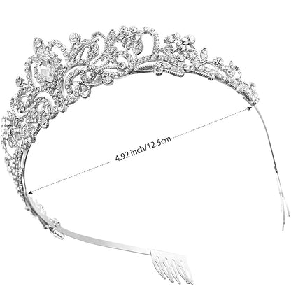 LUXURRI Tiaras for Women Princess Crowns for Woman Crystal Silver Headband for Women Rhinestone Hair Accessories Halloween Tiara for Girls Birthday Tiara Silver Crown for Costume Prom