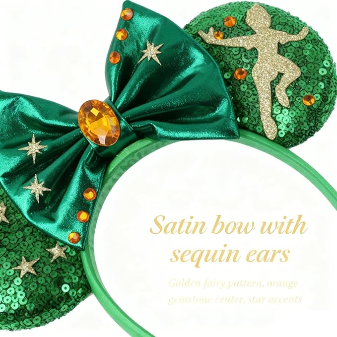 ANIUHL Christmas Mouse Ears Headband Polka Dot Snowflake Angel Rhinestone Sequin Bow Hairband for Party Favors