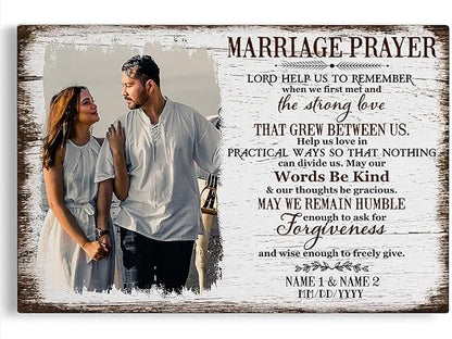 Dem Canvas Personalized Canvas Prints, Custom Photo And Name, Anniversary Valentine Gift For Wedding Marriage Prayer Canvas, Engagement Gift (30x20)