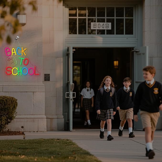 NOSUN Back to School Neon LED Sign Classroom Colorful Opens Party Wall Decorations Welcome to New Semester LED Lamp First Day of School Neon Lights as Gift for Students Son Daughter Boys Girls Teenagers