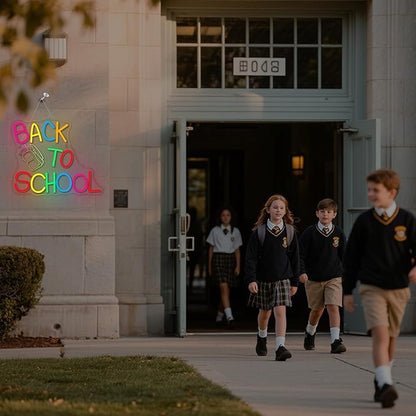 NOSUN Back to School Neon LED Sign Classroom Colorful Opens Party Wall Decorations Welcome to New Semester LED Lamp First Day of School Neon Lights as Gift for Students Son Daughter Boys Girls Teenagers