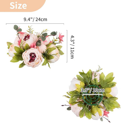 NUPTIO Pink Peonies Flowers: 2 Pcs 9.4 inch Diam Artificial Peony Flower Balls - Fake Flower Ball Arrangement Bouquet Wedding Centerpieces for Tables Decorations