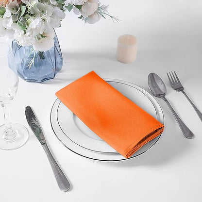 Cupuamon Cloth Napkins 20x20 inch Washable Polyester Dinner Napkins Soft Table Napkins for Wedding Party Dining Banquet(PurpleOrange,50PCS)