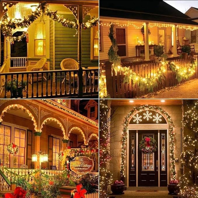 Joomer Battery String Lights, 4 Pack Total 64FT 200 LED Battery Operated String Light, Twinkle Fairy Lights with Timer for Home, Garden, Store, Party, Holiday, Indoor Decor(Warm White)
