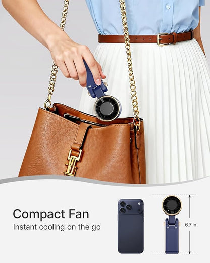 Portable Handheld Turbo Fan - 5 Gear High Speed 4000mAh Rechargeable Mini Personal Hand Fan Blow Cold Air, Battery Operated Travel Essentials, Beach Vacation, Gifts for Women, Men (Navy Blue)