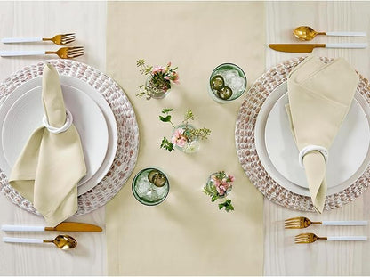 Solino Home Linen Table Runner 120 Inches Long - 100% Pure Linen Birch Table Runner 14 x 120 Inch for Fall, Autumn - Fete