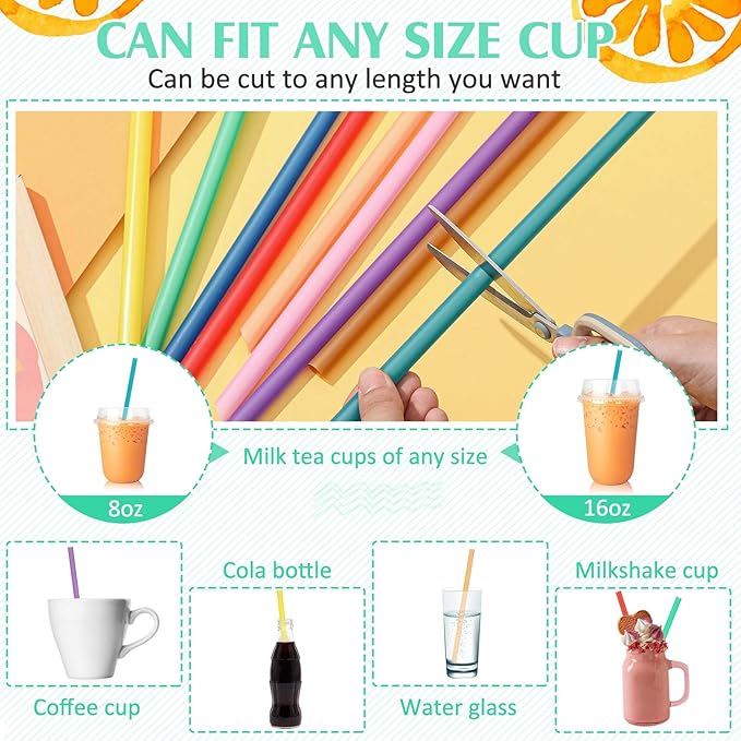 Tessco for You 600 Pcs 9.84 Inch Smoothie Straws Bulk Disposable Bubble Tea Straws Large Plastic Individually Wrapped for Tall Homemade Milkshakes(Vintage Color)
