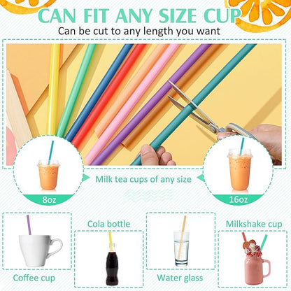Tessco for You 600 Pcs 9.84 Inch Smoothie Straws Bulk Disposable Bubble Tea Straws Large Plastic Individually Wrapped for Tall Homemade Milkshakes(Vintage Color)