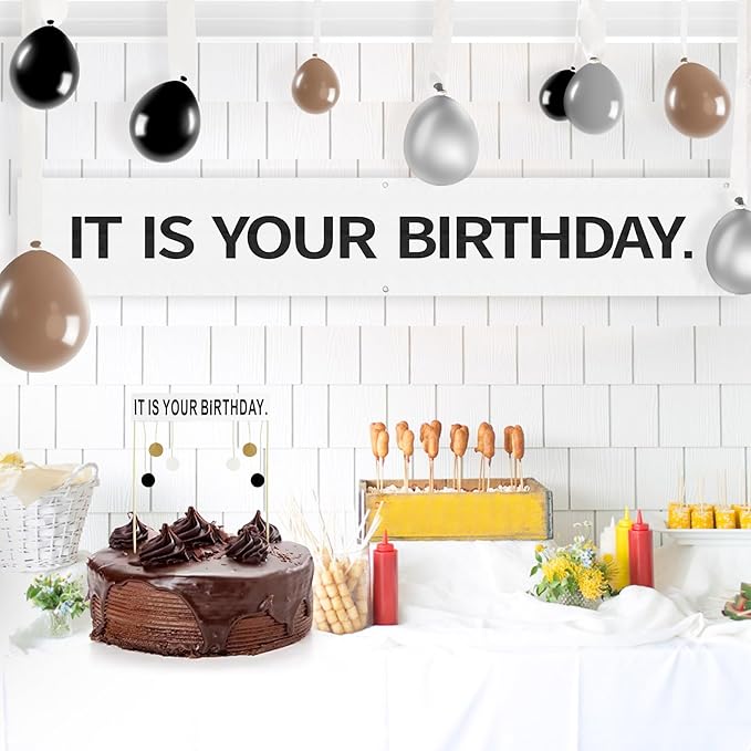 The Office Birthday Decorations with It Is Your Banner, Cake Topper, 50Pcs Office Merch, 12Inches Grey Brown Black Balloons Packs for colleagues Boss Birthday Party Decorations (50)