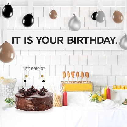 The Office Birthday Decorations with It Is Your Banner, Cake Topper, 50Pcs Office Merch, 12Inches Grey Brown Black Balloons Packs for colleagues Boss Birthday Party Decorations (50)