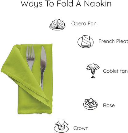 Encasa XO Lime Green Cloth Napkins Set of 12, 17"x17" | Solid Color Cotton Dinner Napkins | Washable & Reusable Napkins for Dining Table Fall Decoration, Holiday & Christmas Festivals