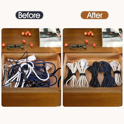 200PCS Reusable Cable Ties Wire Ties Cord Organizer Cable Organizer Adjustable Cable Management Black 4+6+8+10 inch