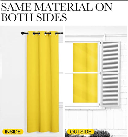NICETOWN Bedroom Curtain Panels Draperies, Thermal Insulated Solid Grommet Curtains/Drapes (Bright Yellow, 1 Pair, 34 by 72-inch)