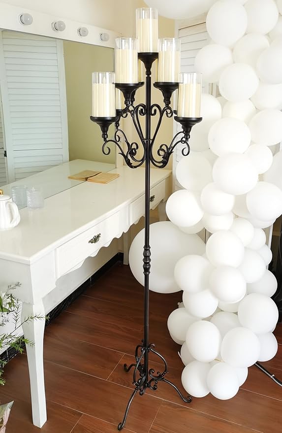 Metal Tall Floor Candelabra - 9 Arm Candle Stand - Wedding Centerpiece