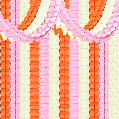 12Pcs Pink and Orange Fall Party Decorations, Hanging Paper Streamers Garland for Office Home Indoor Girls Women Birthday Sunset Thanksgiving Friendsgiving Bridal Wedding Baby Shower Backdrop Decor