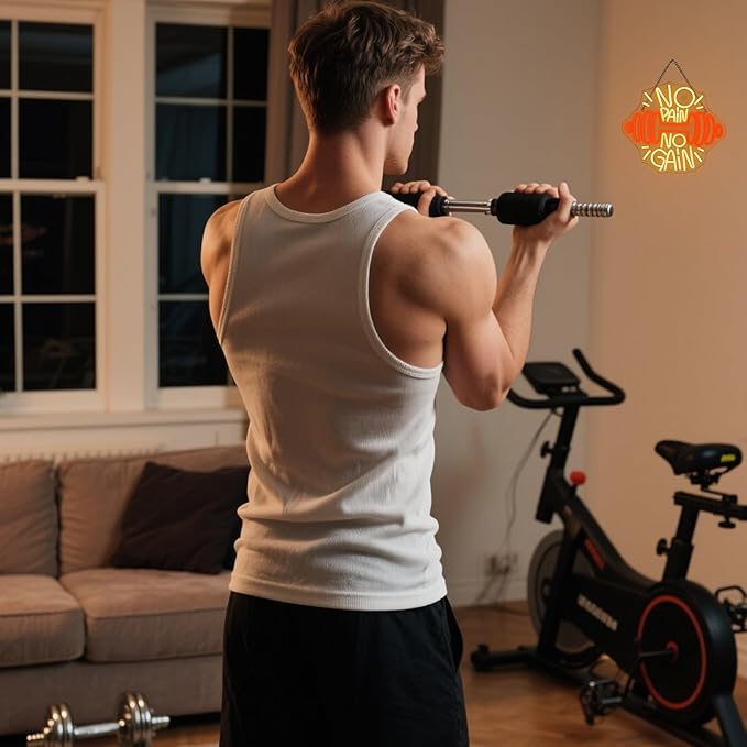 Lucunstar No Pain No Gain Neon Sign Dumbbell for Gym Decor Red Barbell Neon Open Sign for Business Neon Lights Fitness Club Sign Gym Fitness Studio Decoration