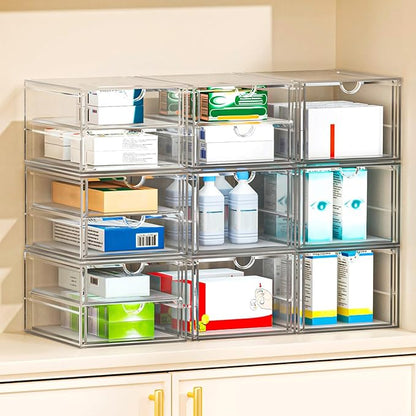 Desk Organizers And Accessories With 22 Drawers, 4 Pack Office Desktop Drawers, Plastic Makeup Organizer Containers Bins With Drawers Desk Organization, Bathroom Organizers Storage Case Box