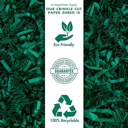 MagicWater Crinkle Cut Paper for Gift Baskets - 2LB - Forest Green - Perfect for Shredded Paper Filler, Basket Filler, Gift Boxes, Bridesmaid Gifts, Christmas Stuffers & More – Ideal for All Occasions
