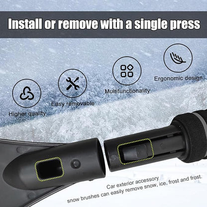 Car Snow Brush and Ice Scraper, Multi-Functional Detachable Snow Brush with Foam Grip, Ice Snow Removal Cleaning Tool for Car Windshield Window, Universal Car Accessories (Black)