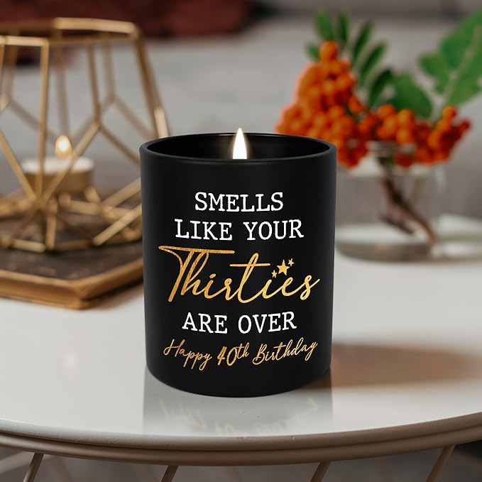 Christmas 40th Birthday Gifts Men Women - Forty Vanilla Lavender Candle 10oz - 1985 40th Birthday Decorations for Men Women, 40 Year Old Bday Gifts for Friend Sister Wife Husband