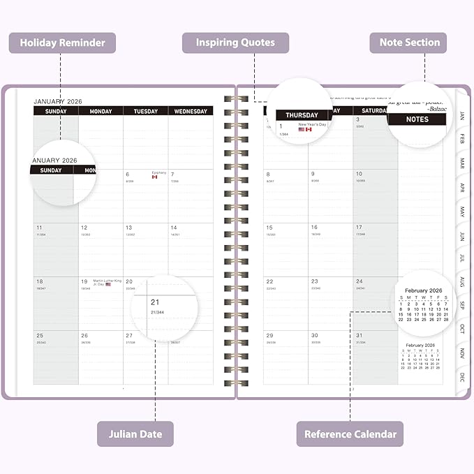 2026 Planner, Weekly and Monthly Calendar Academic Planner, Jan 2026 - Dec 2026, 8.5‘’ x 11'', Planning Agenda Book for Desk Accessories and School Supplies - Letter Size