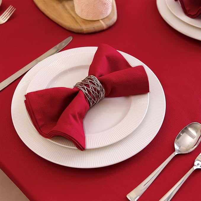 Encasa XO Deep Red Cloth Napkins Set of 6, 17"x17" | Solid Color Cotton Dinner Napkins | Washable & Reusable Napkins for Dining Table Fall Decoration, Holiday & Christmas Festivals